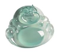 YBGCRD Collana con ciondolo a forma di Buddha in giada verde smeraldo naturale per uomini e donne birmano sorridente Buddha Naga Buddha furioso sole verde