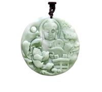 YBGCRD Collana con ciondolo a forma di Buddha in vera giada naturale, verde, intagliato, gioielli di design, talismani, pietre preziose, accessori in pietra, amuleto