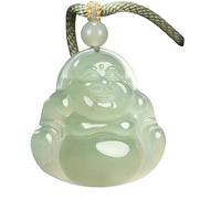 YBGCRD Collana con ciondolo a forma di Buddha QingShui in giada naturale Xinjiang Hetian da donna con grande ventre che ride Maitreya Buddha Jade