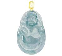YBGCRD Collana con ciondolo a forma di dio della ricchezza, in giadeite blu, talismani di giada di lusso, pietra naturale portafortuna