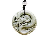 YBGCRD Collana con ciondolo a forma di drago in giada verde, accessori per gioielli naturali, pietra di lusso, talismani, regali per donne e uomini alla moda