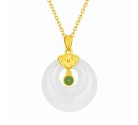 YBGCRD Collana con ciondolo a forma di nuvola di buon auspicio con disco rotondo in giada naturale etiana diaspro principessa fibbia di sicurezza