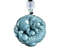 YBGCRD Collana da uomo in giada, giadeite naturale di grado A, blu acqua prosperità denaro PI Xiu seme giada ciondolo in pelle ciondolo tumulo collana da uomo stile donna, dargli un regalo