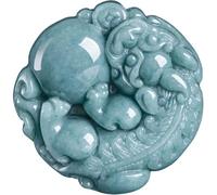 YBGCRD Collana da uomo in giada, giadeite naturale di grado A, blu, ricchezza dell'acqua, Pixiu, seme di ghiaccio, ciondolo in pelle con ciondolo a collina in pelle, collana da uomo stile donna