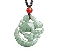 YBGCRD Collana da uomo in giada naturale, con ciondolo a forma di coniglio, in giadeite naturale, semplice, squisita, mascotte, gioiello alla moda, fatto a mano, regalo per le vacanze, regalagli un