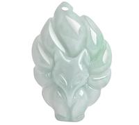 YBGCRD Collana da uomo in giada, naturale verde smeraldo verde chiaro a nove code ciondolo volpe fata collana con ciondolo in giada glutinosa pezzi fiore pezzi femminile, dargli un regalo