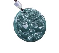 YBGCRD Collana in giadeite con ciondolo a forma di dio della ricchezza, amuleto intagliato, pietra preziosa naturale, collana in vera giada, accessori vintage talismani