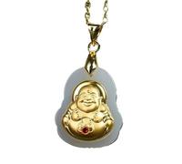 YBGCRD Nuovo 4D Pieno Oro Imitazione Giada Turandont Leibao Ciondolo Collana Alla Moda Sorridente Buddha Design Live Broadcast Gioielli