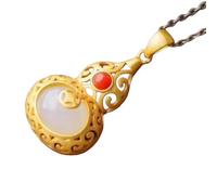 YBGCRD Stile nazionale antico diritto eredità sabbia superficie oro Hetian giada bianca verde giada zucca ciondolo collana Nanhong