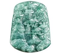 YBGCRD Trendy Natural Green Jadeite Intagliato Bellezza Paesaggi Lucky Pendant Pretty Amuleto Collana Lusso Giada Gioielli