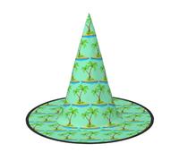 YBGHDAA 3D Palm Tree Stampa 2 Pack Halloween Cappello Strega Cappelli Per Feste Pieghevole Leggero Gioco di Ruolo Caps Per Cosplay