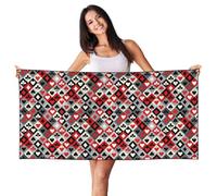 YBGHDAA Asciugamano da spiaggia in velluto con stampa a rombi a scacchi 60 x 140 cm oversize ad asciugatura rapida da viaggio per palestra campeggio