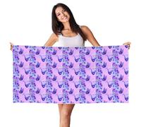 YBGHDAA Asciugamano da spiaggia in velluto con stampa di farfalle viola, 60 x 140 cm, ad asciugatura rapida, da viaggio, per palestra e campeggio