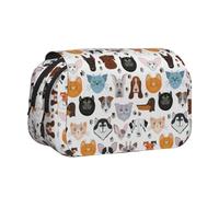 YBGHDAA Astuccio per matite con stampa di muso di cane e gatto con bulldog, beagle, labrador, portapenne in gel, organizer portatile per pittura artistica, Nero , Taglia unica, Organizer per borse