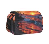 YBGHDAA Astuccio per matite con stampa di palme e tramonto in gel, portapenne portatile, per pittura artistica, astuccio per matite, Nero , Taglia unica, Organizer per borse
