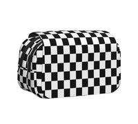 YBGHDAA Astuccio per matite in gel con stampa a righe bianche e nere a scacchi, astuccio organizer portatile per pittura artistica, Nero , Taglia unica, Organizer per borse