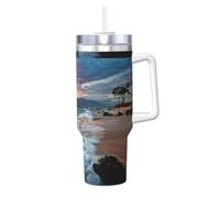 YBGHDAA Beach Maui Hawaii Tramonto Onde del Mare Nuvole Stampa 1,18 Once Ice Bully Tazza con Manico Tumbler Tazza in Acciaio Inox a tenuta stagna Tumblers per donne e uomini