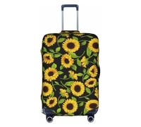 YBGHDAA Bella copertura per valigia con stampa di girasoli con cerniera, fori per maniglia, materiale elastico mantiene i bagagli chiusi, ideale per i viaggi, bianco, S