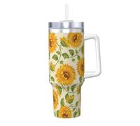 YBGHDAA Bella stampa di girasole giallo 1,18 once Ice Bully tazza con manico Tumbler tazza in acciaio inox a tenuta stagna bicchieri per donne uomini