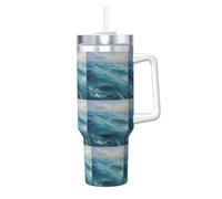 YBGHDAA Bella superficie del mare stampa 40oz Ice Bully Tazza con manico Tumbler Cup in acciaio inox a tenuta stagna Tumblers per donne uomini