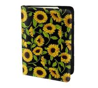 YBGHDAA Bellissimo porta passaporto con stampa di girasole da viaggio indispensabile per donne e uomini portafoglio passaporto adatto a tutti i passaporti standard, Nero , Taglia unica