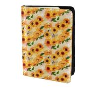 YBGHDAA Bellissimo porta passaporto con stampa di girasole da viaggio indispensabile per donne e uomini portafoglio passaporto adatto a tutti i passaporti standard, Nero , Taglia unica