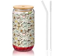 YBGHDAA Bicchieri con coperchio e cannuccia, per caffè, dolci, zucchero, cioccolato, 1 pezzo, 473 ml, ideali per whisky, birra, tè
