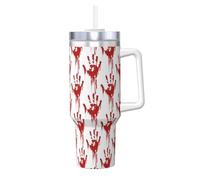 YBGHDAA Bloody Handprints - Tazza da 1,18 l, con manico, in acciaio inox, a prova di perdite, per donne e uomini