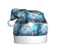 YBGHDAA Blu Oceano Pesce Subacqueo Stampa Adulto Peluche Cappello di Natale Con Pom Pom Bianco Cerimonie Annuali Caps Stage Performance Cap