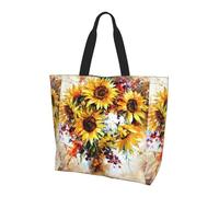 YBGHDAA Borsa a tracolla stampata minimalista con girasole dipinto a olio per donne, borse a tracolla di grande capacità, borsa leggera per lavoro, università, viaggi