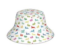 YBGHDAA Cappello da pescatore reversibile con stampa di conigli in diverse pose che saltano la corsa, cappello di sicurezza riflettente, cappello da sole su entrambi i lati, per sport all'aria aperta
