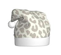 YBGHDAA Cappello di Natale della peluche adulto della stampa del leopardo del modello marrone con il cappuccio di cerimonie annuali del Pom Pom bianco
