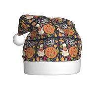 YBGHDAA Cappello di Natale della peluche adulto della stampa della pizza dello chef con il pompon bianco cappelli cerimonie annuali cappellini per spettacoli teatrali