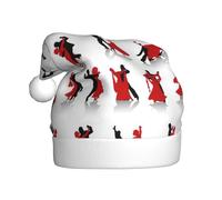 YBGHDAA Cappello di Natale della peluche della stampa della sala da ballo con il pompon bianco dei cappellini annuali delle cerimonie del palcoscenico