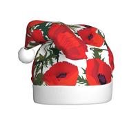 YBGHDAA Cappello di Natale della peluche di stampa del modello del fiore del papavero con il pompon bianco cappellini annuali cerimonie cappellini spettacoli teatrali