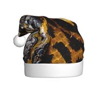 YBGHDAA Cappello di Natale della peluche di stampa del serpente giallo con il cappuccio di cerimonia annuale del pom pom bianco dei cappellini delle esibizioni del pal