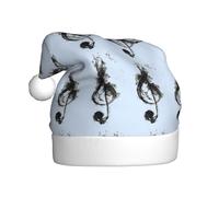 YBGHDAA Cappello di Natale della peluche di stampa di musica del fumo nero con pompon bianco cappellini cerimonie annuali cappellini spettacoli teatrali