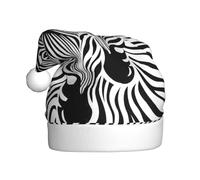 YBGHDAA Cappello di Natale in peluche con stampa astratta zebra animale con pompon bianco cappelli cerimonie annuali cappellini per spettacoli teatrali