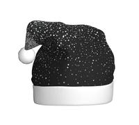 YBGHDAA Cappello di Natale in peluche per adulti con stampa glitter argento lucido con pompon bianco cappelli per cerimonie annuali cappellini per spettacoli teatrali