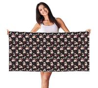 YBGHDAA Carino Pug Stampa Peach Skin Velvet Beach Towel 69,5 "X55" Oversize Quick Dry Viaggio Per Palestra Campeggio