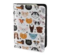YBGHDAA Cartone animato gatto e cane stampa passaporto titolare viaggio must have per donne uomini carta passaporto portafoglio misura tutti i passaporti standard, Nero , Taglia unica