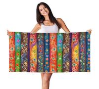 YBGHDAA Colorato Bordo di Legno Stampa Peach Skin Velvet Beach Towel 27.5 "X55" Oversize Quick Dry Viaggio Per Palestra Campeggio