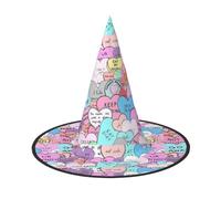 YBGHDAA Colorato Cuore Stampa 2 Pack Halloween Cappello Strega Cappelli Per Feste Pieghevole Leggero Ruolo Giocare Caps Per Cosplay