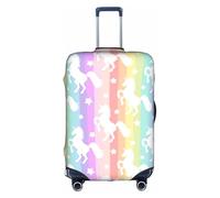 YBGHDAA Copertura per valigia con stampa a righe colorate con unicorni e cerniera, fori per maniglie, materiale elastico mantiene i bagagli chiusi, ideale per i viaggi, bianco, XL