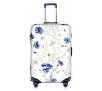 YBGHDAA Copertura per valigia con stampa di fiori selvatici e fiordalisi margherite con cerniera, fori per maniglie, materiale elastico mantiene i bagagli chiusi, ideale per i viaggi, bianco, M