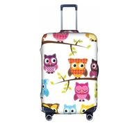 YBGHDAA Copertura per valigia con stampa di gufi su rami di albero con cerniera, fori per maniglie, materiale elastico mantiene i bagagli chiusi, ideale per i viaggi, bianco, S