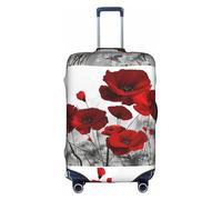 YBGHDAA Copertura per valigia con stampa di papaveri rossi con cerniera, fori per maniglia, materiale elastico mantiene i bagagli chiusi, ideale per i viaggi, bianco, XL
