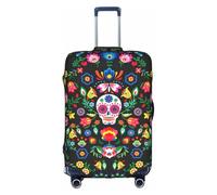 YBGHDAA Copertura per valigia con stampa di teschi e fiori con cerniera, fori per maniglie, materiale elastico mantiene i bagagli chiusi, ideale per i viaggi, bianco, XL