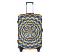 YBGHDAA Copertura per valigia con stampa GIF con illusione ottica a spirale, con cerniera, fori per maniglia, materiale elastico mantiene i bagagli chiusi, ideale per i viaggi, bianco, L