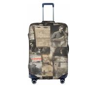YBGHDAA Copertura per valigia con stampa HD di giornali con cerniera, fori per maniglia, materiale elastico mantiene i bagagli chiusi, ideale per i viaggi, bianco, L